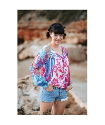 Isla Bonita Moda By SIGRIS - Camisa de Mujer Manga Larga, Estilo Bohemio y Elegante