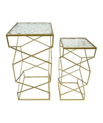 ORIGEN Home Decor Mesas 2 U Mueble Auxiliar | Mesa auxiliar Dorado - 70x32x32cm
