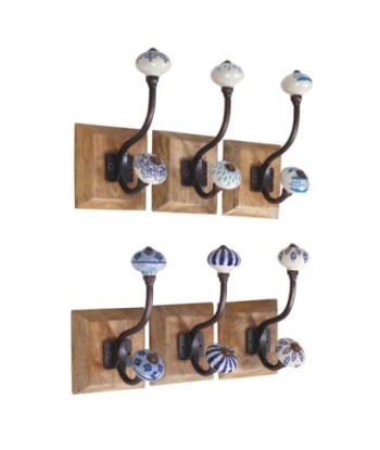 Perchero de Madera Rústico con 6 Ganchos para Decoración de Pared, Ideal para Entrada, Pasillo y Habitaciones