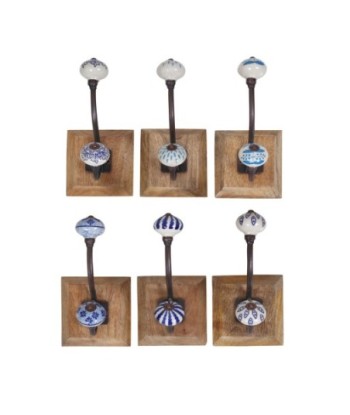 Perchero de Madera Rústico con 6 Ganchos para Decoración de Pared, Ideal para Entrada, Pasillo y Habitaciones