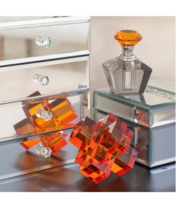 ORIGEN Home Decor Figura cristal Miniaturas | Figura de Sobremesa Naranja - 9x9x9cm