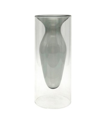 ORIGEN Home Decor Jarrón cristal Jarrones Y Portavelas | Jarrón Gris - 20x8x8cm