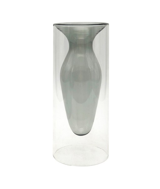 ORIGEN Home Decor Jarrón cristal Jarrones Y Portavelas | Jarrón Gris - 20x8x8cm