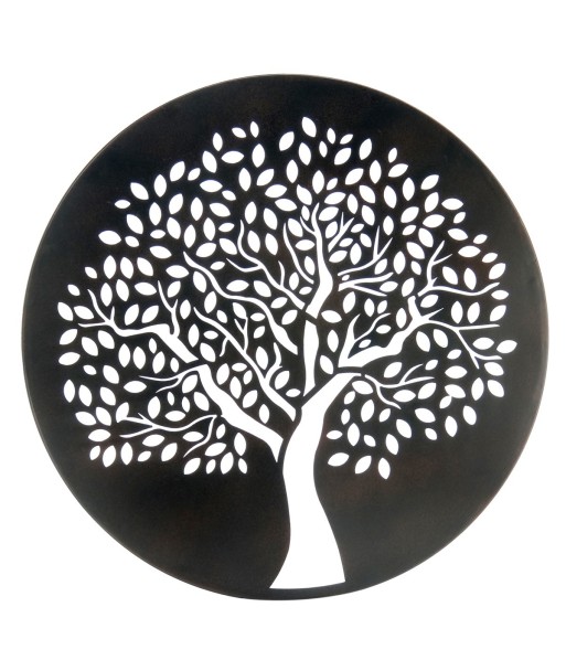 ORIGEN Home Decor Adorno Árbol de la vida Apliques Metal | Aplique Metal Negro Redondo - 60x60x1cm