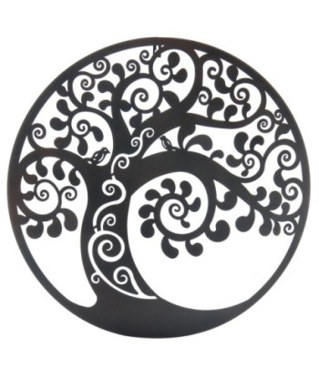 ORIGEN Home Decor Adorno Árbol de la vida Apliques Metal | Aplique Metal Gris Redondo - 60x60x1cm