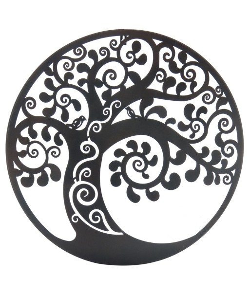 ORIGEN Home Decor Adorno Árbol de la vida Apliques Metal | Aplique Metal Gris Redondo - 60x60x1cm