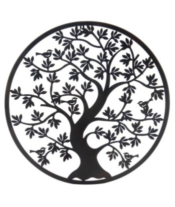 ORIGEN Home Decor Adorno Árbol de la vida Apliques Metal | Aplique Metal Gris Redondo - 60x60x1cm
