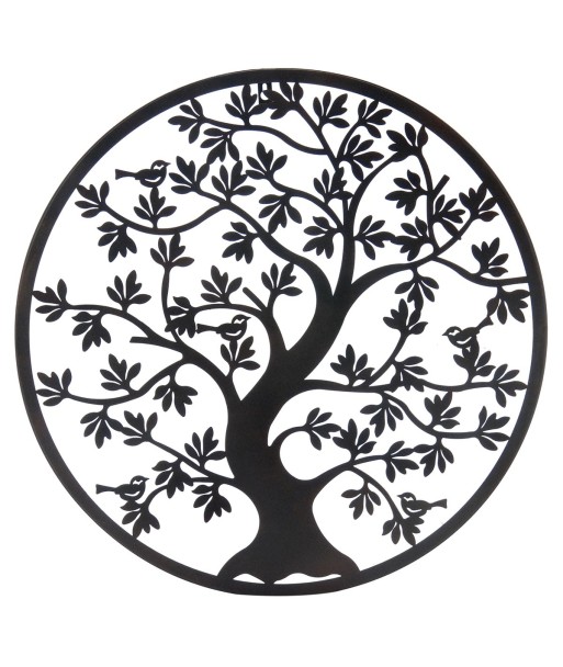 ORIGEN Home Decor Adorno Árbol de la vida Apliques Metal | Aplique Metal Gris Redondo - 60x60x1cm