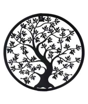 ORIGEN Home Decor Adorno Árbol de la vida Apliques Metal | Aplique Metal Gris Redondo - 60x60x1cm