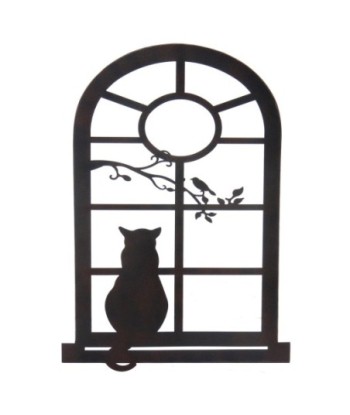 ORIGEN Home Decor Adorno pared silueta gato Apliques Metal | Aplique Metal Gris - 70x50x1cm