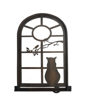 ORIGEN Home Decor Adorno pared silueta gato Apliques Metal | Aplique Metal Gris - 70x50x1cm