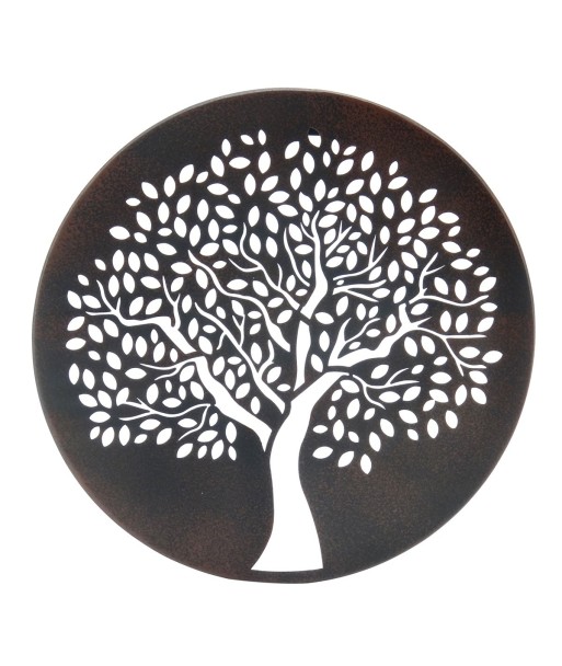 ORIGEN Home Decor Adorno Árbol de la vida Apliques Metal | Aplique Metal Gris Redondo - 30x30x1cm