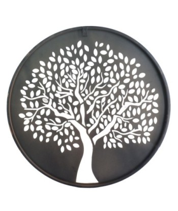 ORIGEN Home Decor Adorno Árbol de la vida Apliques Metal | Aplique Metal Gris Redondo - 30x30x1cm