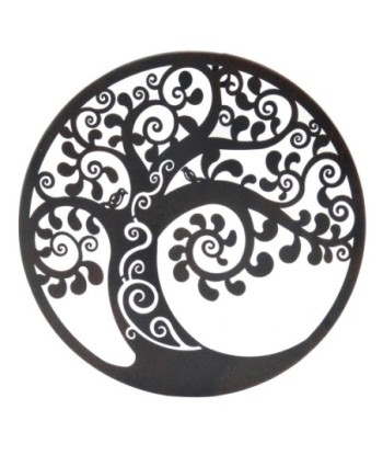 ORIGEN Home Decor Adorno Árbol de la vida Apliques Metal | Aplique Metal Gris Redondo - 30x30x1cm