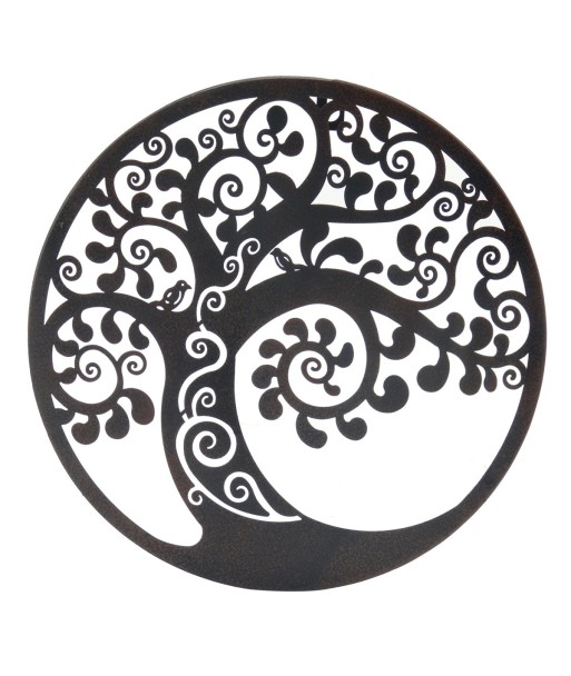 ORIGEN Home Decor Adorno Árbol de la vida Apliques Metal | Aplique Metal Gris Redondo - 30x30x1cm