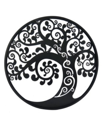 ORIGEN Home Decor Adorno Árbol de la vida Apliques Metal | Aplique Metal Gris Redondo - 30x30x1cm