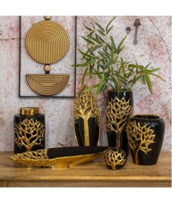 ORIGEN Home Decor Jarrón Jarrones Y Portavelas | Jarrón Dorado - 23x14x14cm