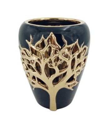 ORIGEN Home Decor Jarrón arbol de vida Jarrones Y Portavelas | Jarrón Negro - 20x17x17cm