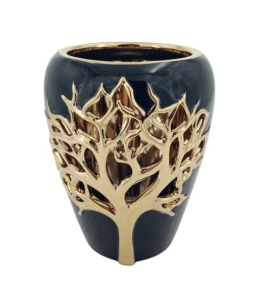 ORIGEN Home Decor Jarrón arbol de vida Jarrones Y Portavelas | Jarrón Negro - 20x17x17cm