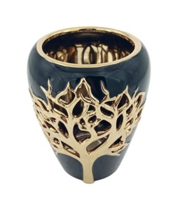 ORIGEN Home Decor Jarrón arbol de vida Jarrones Y Portavelas | Jarrón Negro - 20x17x17cm