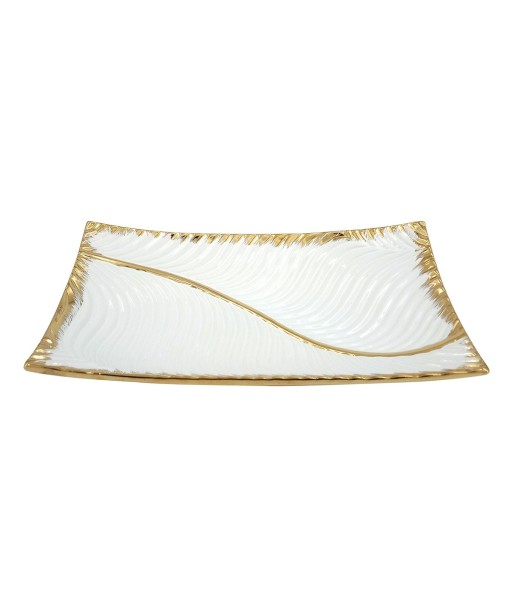 ORIGEN Home Decor Plato Jarrones Y Portavelas | Plato Blanco Rectangular - 6x36x20cm