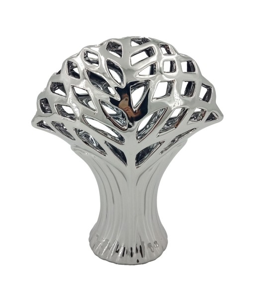 ORIGEN Home Decor Figura Árbol Jarrones Y Portavelas | Figura de Sobremesa Plateado - 30x25x12cm