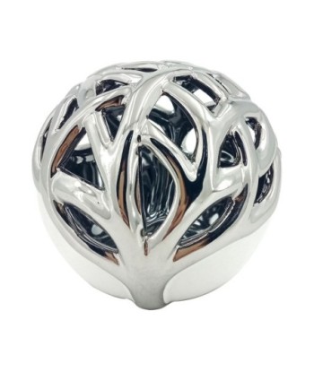ORIGEN Home Decor Bola decorativa Árbol Vida Jarrones Y Portavelas | Figura de Sobremesa Plateado - 9x9x9cm