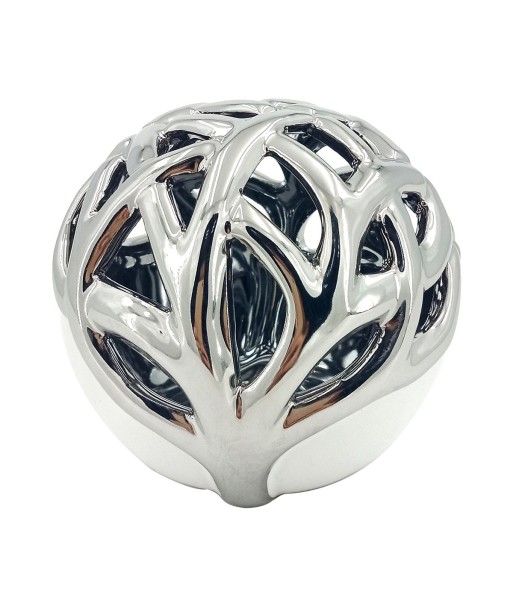 ORIGEN Home Decor Bola decorativa Árbol Vida Jarrones Y Portavelas | Figura de Sobremesa Plateado - 9x9x9cm