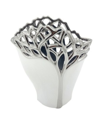 ORIGEN Home Decor Jarrón Jarrones Y Portavelas | Jarrón Plateado - 25x21x8cm