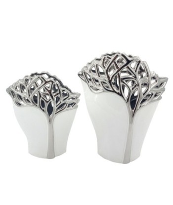 ORIGEN Home Decor Jarrón Jarrones Y Portavelas | Jarrón Plateado - 32x25x9cm