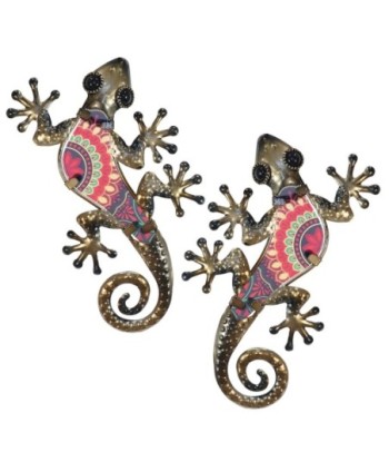 ORIGEN Home Decor Lagartos pequeños 2 U Jardin | Adorno Pared Jardín Rojo - 1x21x12cm