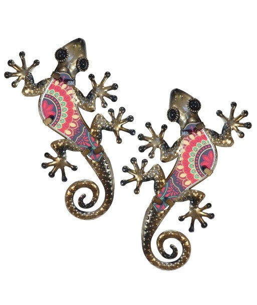 ORIGEN Home Decor Lagartos pequeños 2 U Jardin | Adorno Pared Jardín Rojo - 1x21x12cm