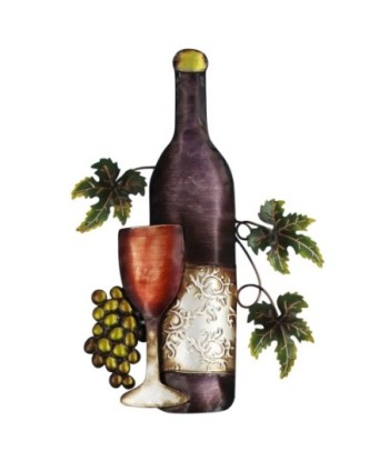 ORIGEN Home Decor Adorno pared vino Placas Metal | Placa de Metal Negro - 47x30x3cm