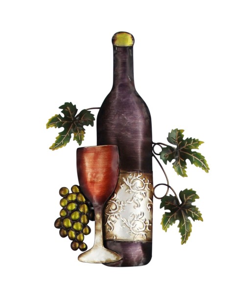 ORIGEN Home Decor Adorno pared vino Placas Metal | Placa de Metal Negro - 47x30x3cm