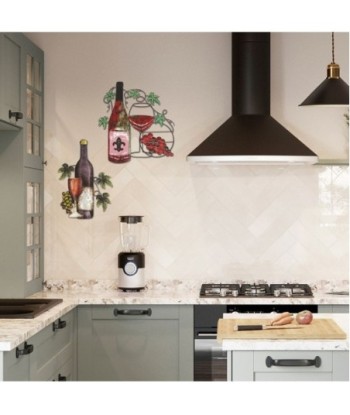 ORIGEN Home Decor Adorno pared vino Placas Metal | Placa de Metal Negro - 47x30x3cm