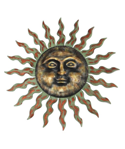 ORIGEN Home Decor Adorno pared sol Apliques Metal | Aplique Metal Verde - 70x70x3cm