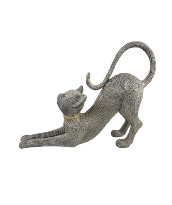 ORIGEN Home Decor Figura Gato Animales | Figura de Gato Plateado - 24x30x7cm
