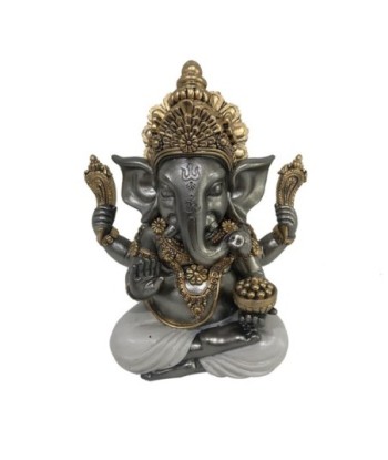 ORIGEN Home Decor Figura Ganesh Budas | Figura de Buda Plateado - 17x14x10cm