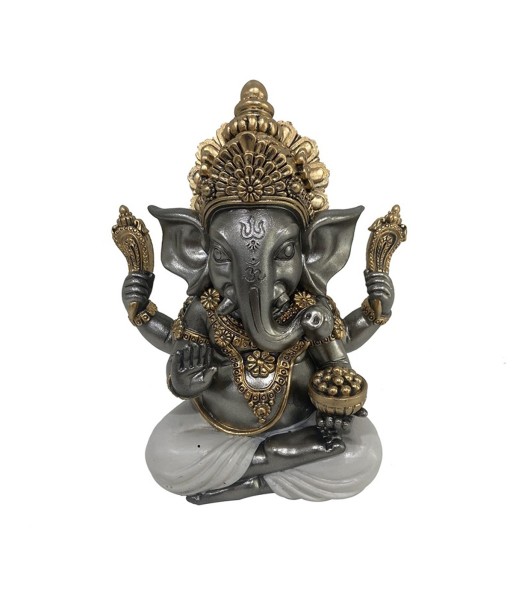 ORIGEN Home Decor Figura Ganesh Budas | Figura de Buda Plateado - 17x14x10cm