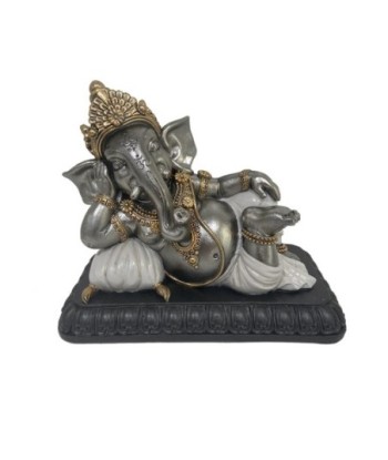 ORIGEN Home Decor Figura Ganesh Budas | Figura de Buda Plateado - 15x18x10cm