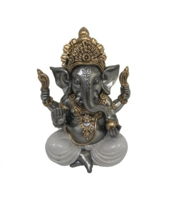 ORIGEN Home Decor Figura Ganesh Budas | Figura de Buda Plateado - 13x10x9cm