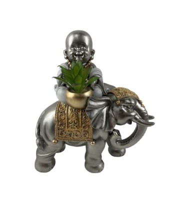 ORIGEN Home Decor Figura Monje Budas | Figura de Buda Plateado - 20x18x10cm
