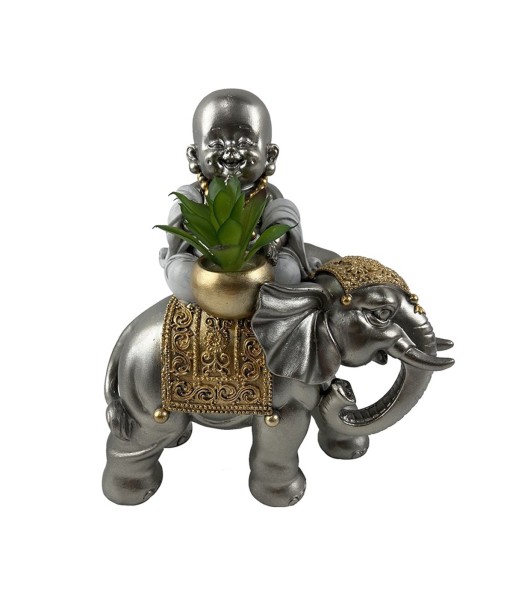 ORIGEN Home Decor Figura Monje Budas | Figura de Buda Plateado - 20x18x10cm