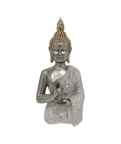 ORIGEN Home Decor Figura Buda Budas | Figura de Buda Plateado - 35x17x12cm