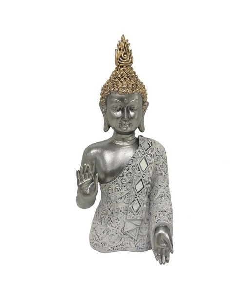 ORIGEN Home Decor Figura Buda Budas | Figura de Buda Plateado - 28x13x10cm
