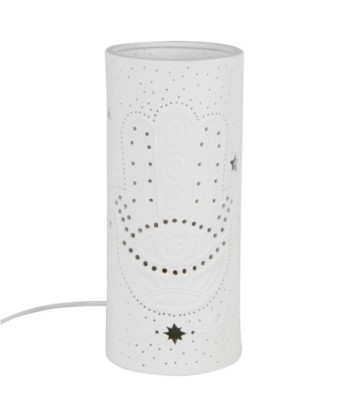 ORIGEN Home Decor Lámpara mano de fatima Lamparas | Lámpara de Sobremesa Blanco - 28x12x12cm
