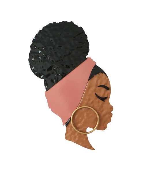 ORIGEN Home Decor Adorno pared perfil mujer Placas Metal | Placa de Metal Naranja - 60x33x2cm