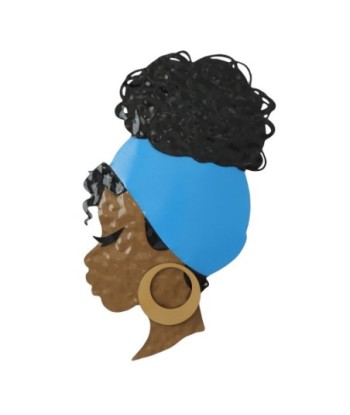 ORIGEN Home Decor Adorno pared perfil mujer Placas Metal | Placa de Metal Azul - 60x33x2cm