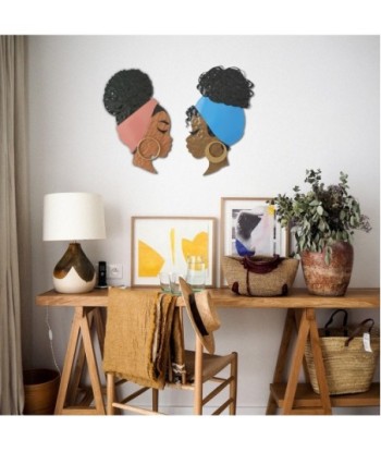 ORIGEN Home Decor Adorno pared perfil mujer Placas Metal | Placa de Metal Azul - 60x33x2cm