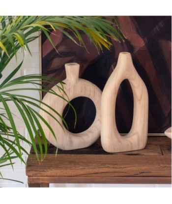 ORIGEN Home Decor Jarrón Jarrones Y Portavelas | Jarrón Beige - 35x18x6cm